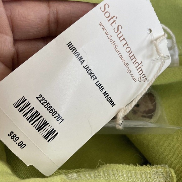 Soft Surroundings Jacket Womens Medium Nirvana Lime Button Closure New - Picture 9 of 11